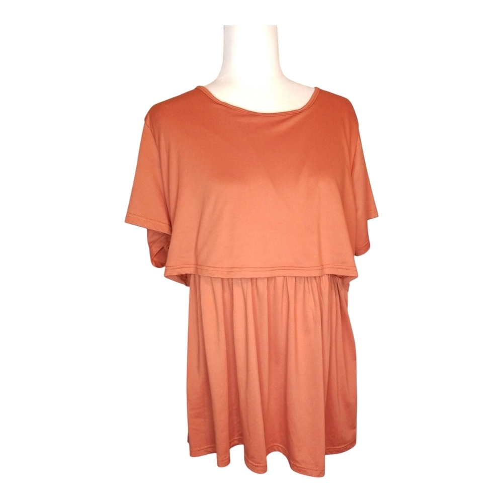 Ekouaer  Nursing Short Sleeve Top in Terracotta